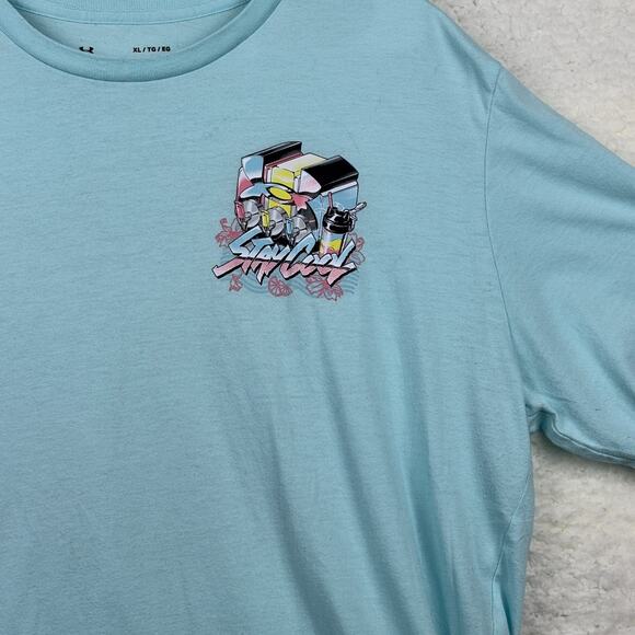 Under Armour HeatGear Stay Cool Blue Shirt Women’s XL Loose Fit Active Tee - Picture 3 of 6